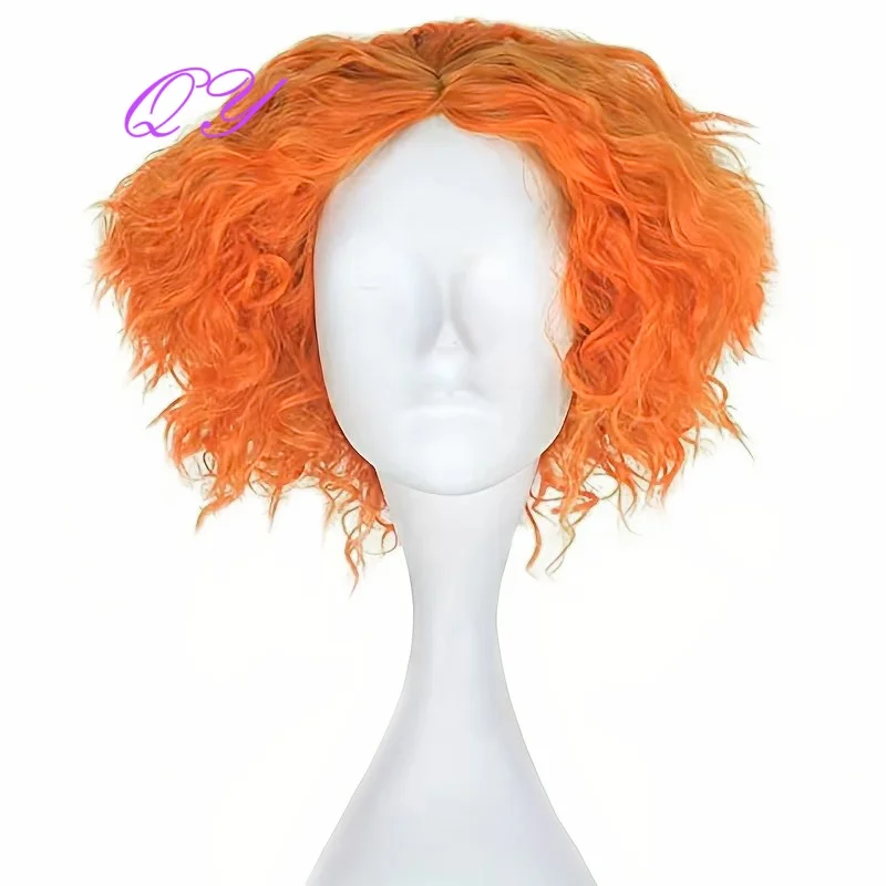 

Оранжевый короткий кудрявый парик в стиле аниме, синтетический парик для Хэллоуина, парик для ролевых игр, костюмированных вечеринок, высококачественный парик