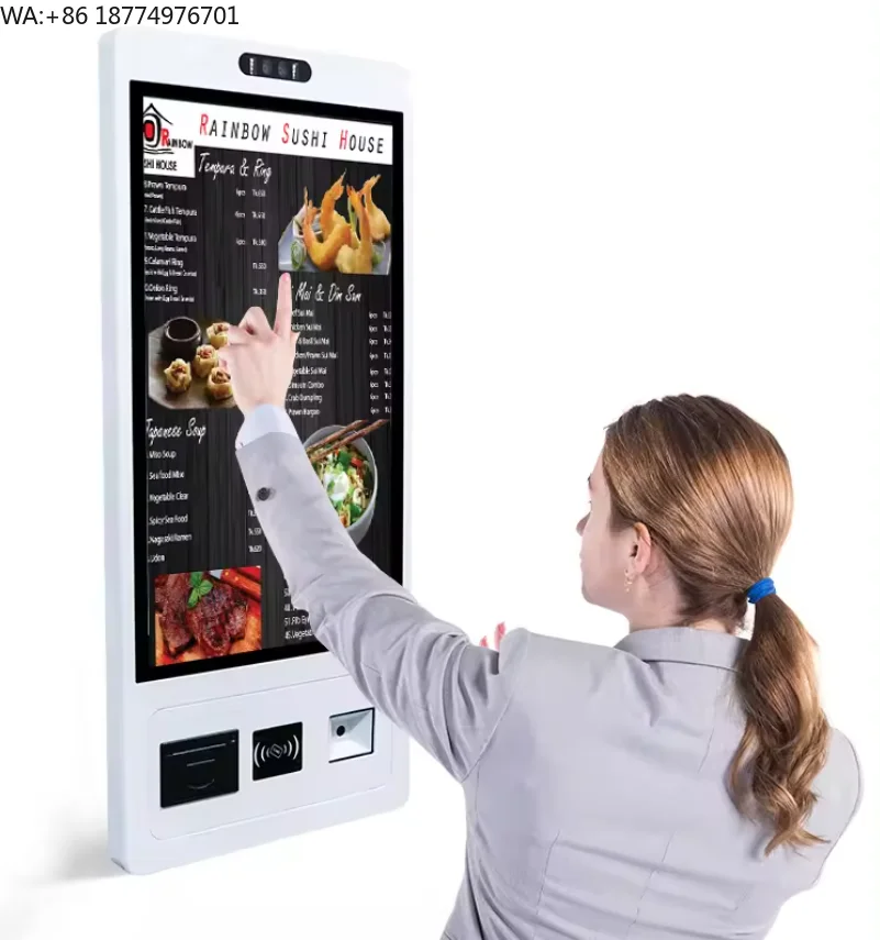 

21.5 Inch 27" Automatic Ordering Self Service Touch Screen Payment Kiosk With Thermal Printer Scan Qr Code + Nfc