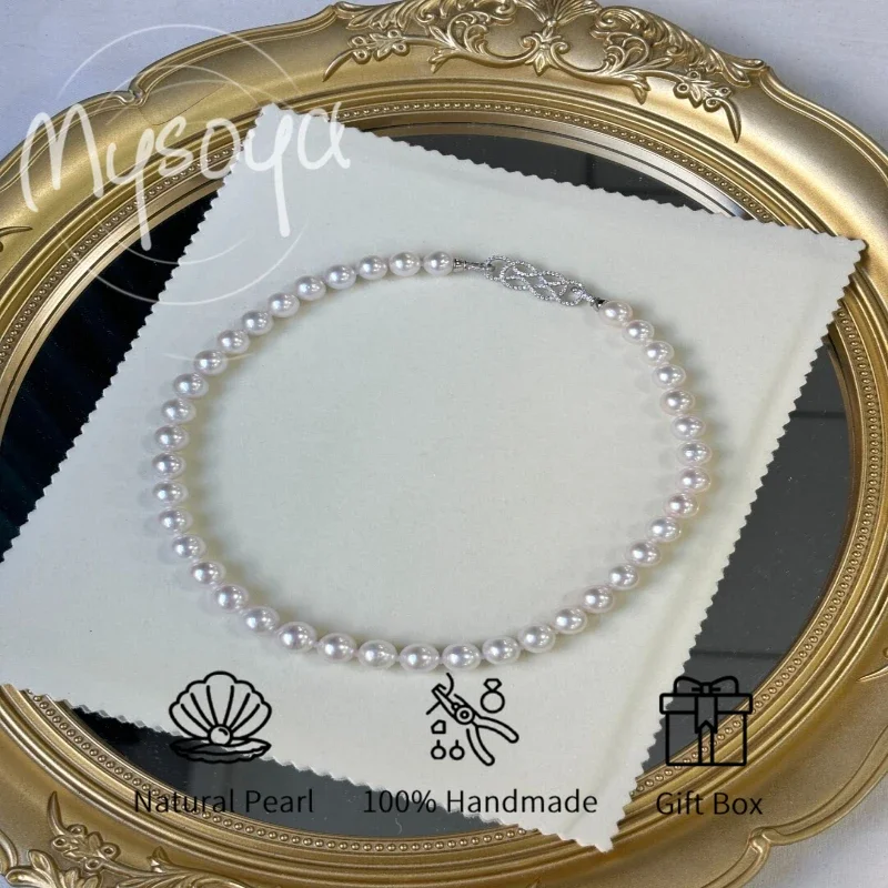 

MYSOYA белое ожерелье из пресноводного жемчуга Эдисона 9-11 мм с подарочной коробкой для нее/его дня рождения/свадьбы/Рождества/новогоднего подарка