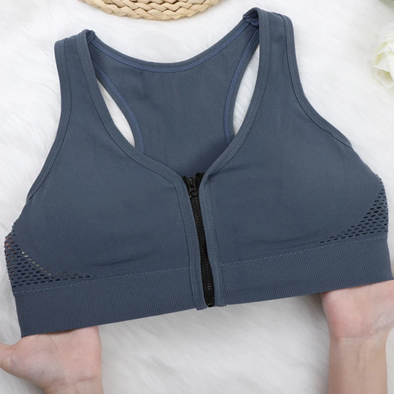 Reggiseno sportivo con cerniera frontale per le donne top antiurto Anti cedimento gilet da corsa Fitness reggiseno Yoga ad alta intensità intimo