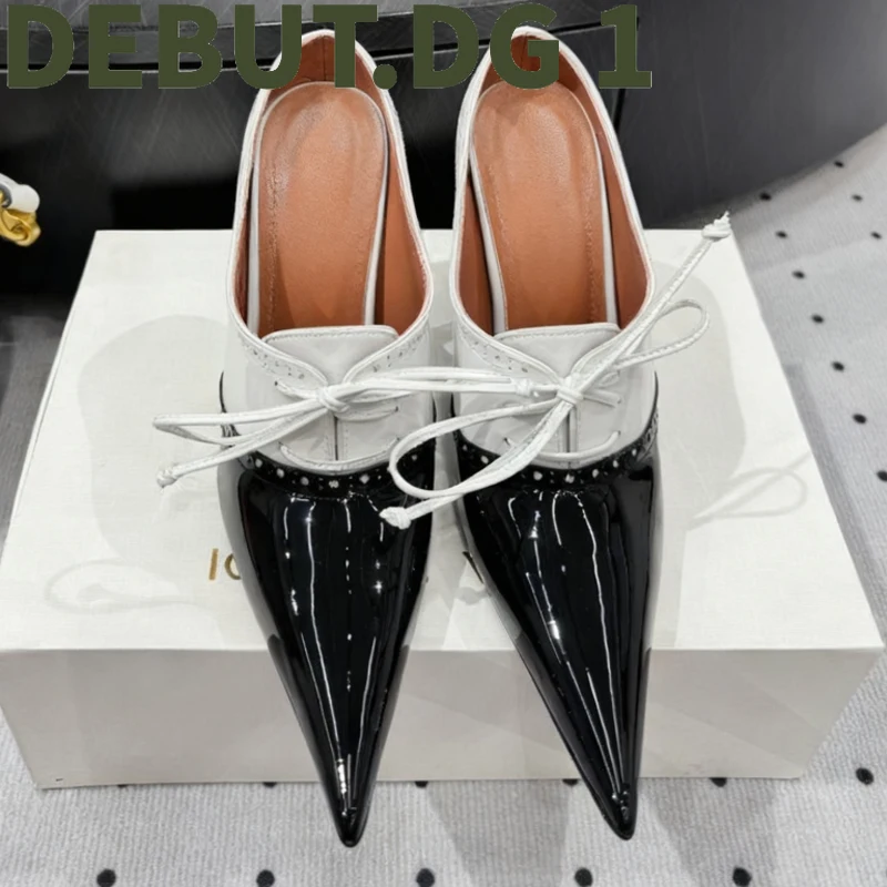 Elegant Patent Leather High Heels with Sheepskin Lining and Cowhide Sole, 10.5cm Heel, Fashion Show Style, Simple and Chic