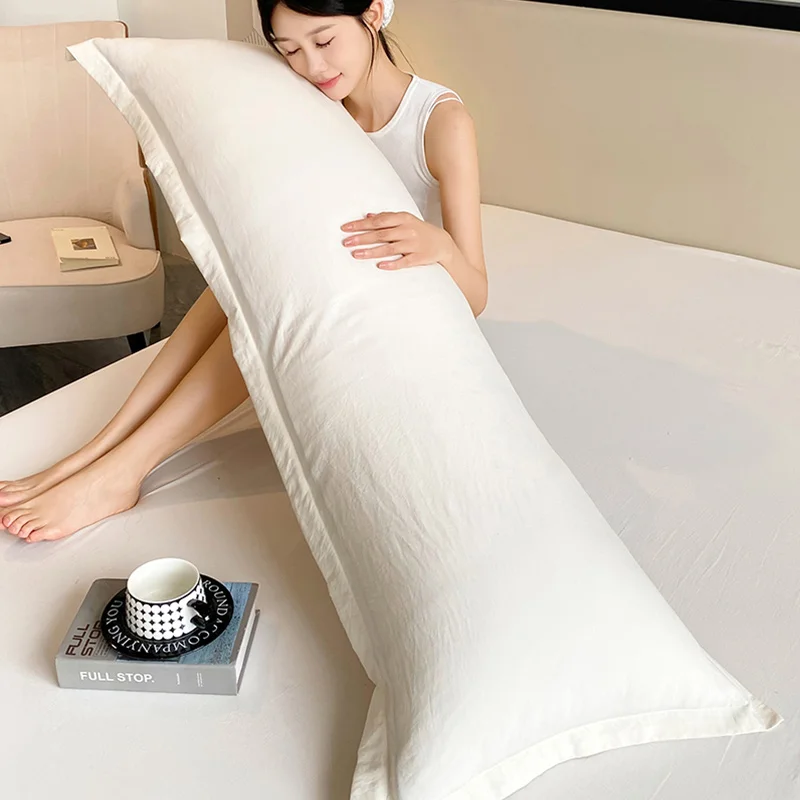 Nuevas fundas de almohada largas dobles lavadas de color sólido, fundas de almohada para parejas 48*100cm, 120cm, 150cm, 180cm (sin núcleo)