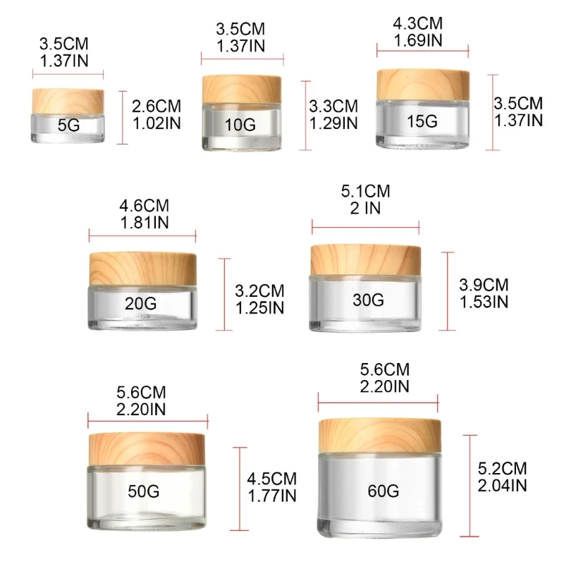 1PC Travel Round Glass Jars with Leakproof lids Refillable Empty Glass Sample Jars for Lotion Cream Eye Powder Jewelry