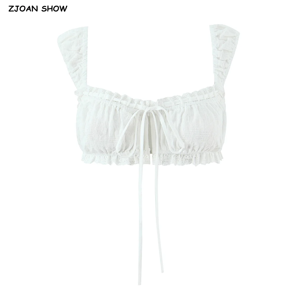 Weihnachtliches weißes Spitzen-Camisole mit Kordelzug und Schleife, sexy Damen-Korsett-Tanktop mit elastischen Trägern, sexy schmales Crop-Top für Mädchen