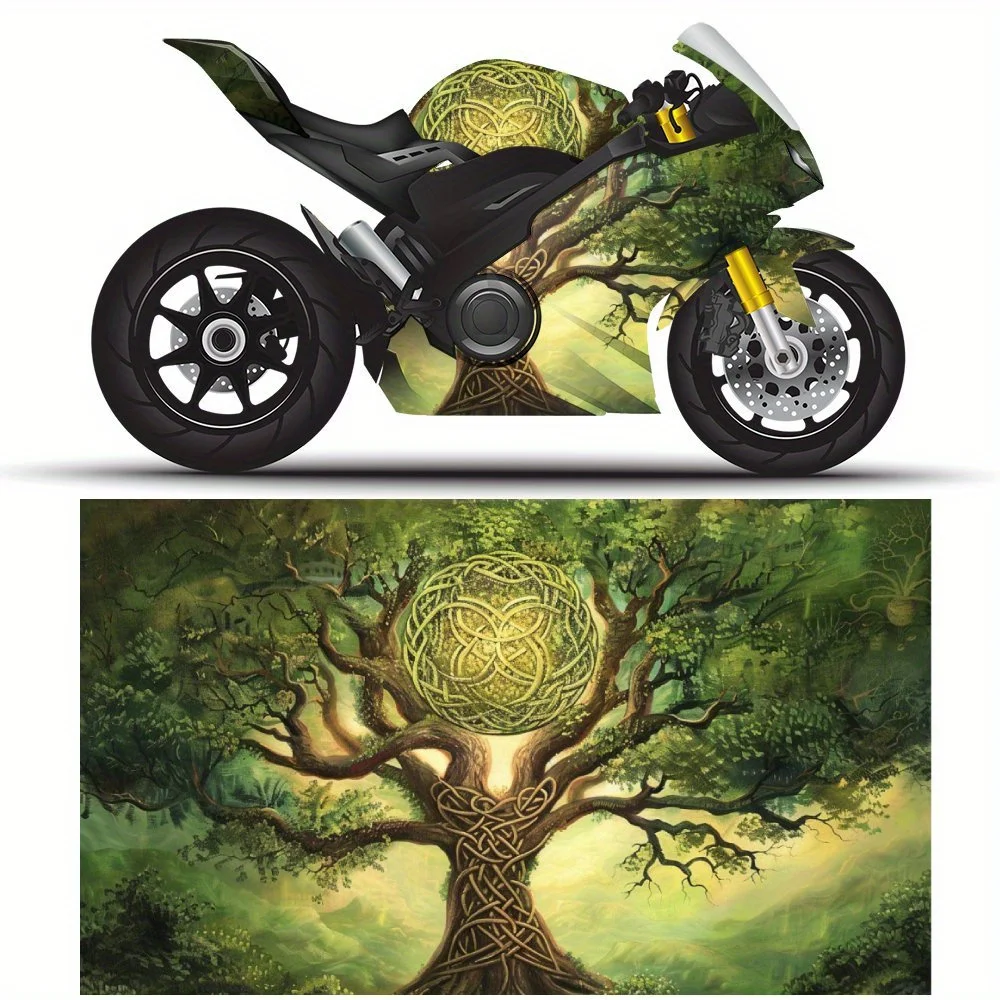 

Виниловая пленка для мотоцикла Magic Art Green Tree из ПВХ, самоклеящаяся водонепроницаемая наклейка, декоративная пленка против царапин для кузова велосипеда, DI