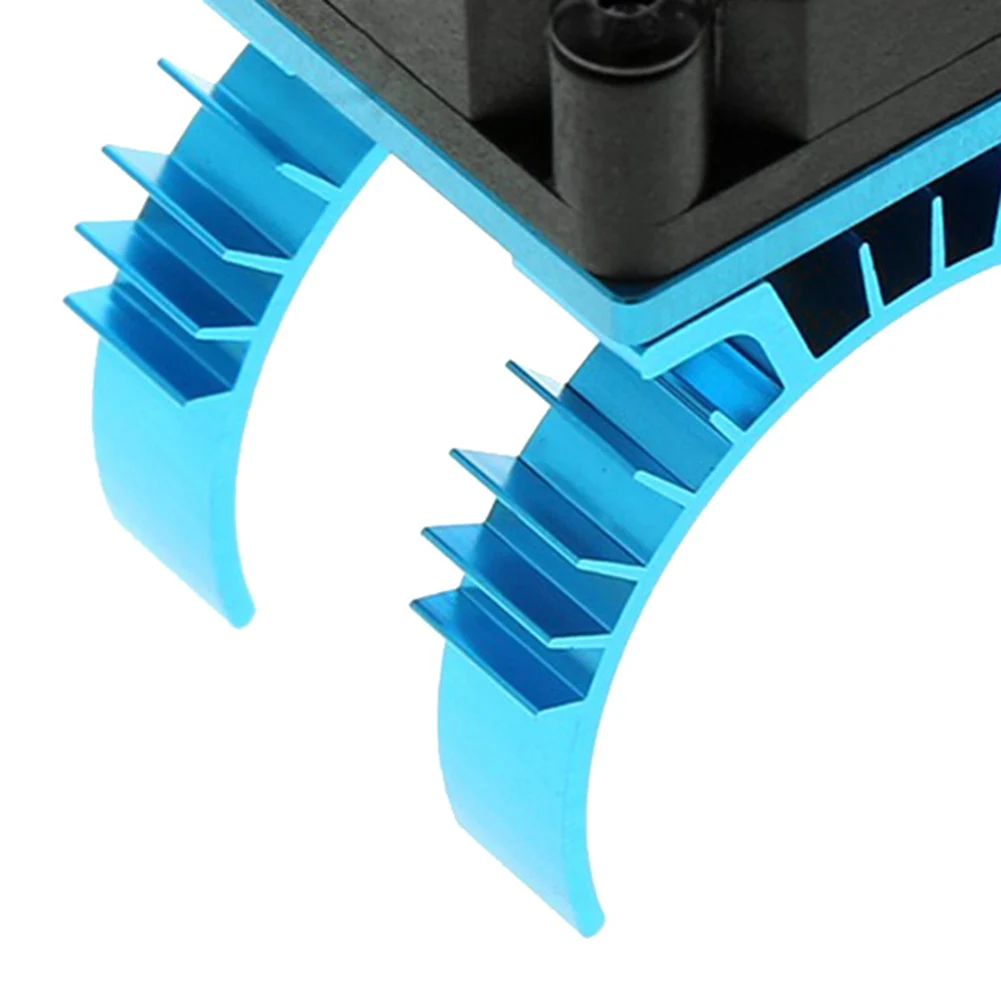 RC Parts Electric Car Motor Heatsink Cover + Cooling Fan for 1/10 Tamiya TT02 RC Car 540 550 3650 Motor Heat Sink,Blue