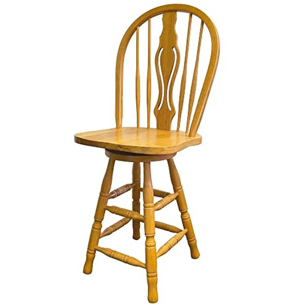 Traditional Swivel Barstool Keyhole Back Steel Legs Commercial Grade Light Oak Finish Oak Selections 45