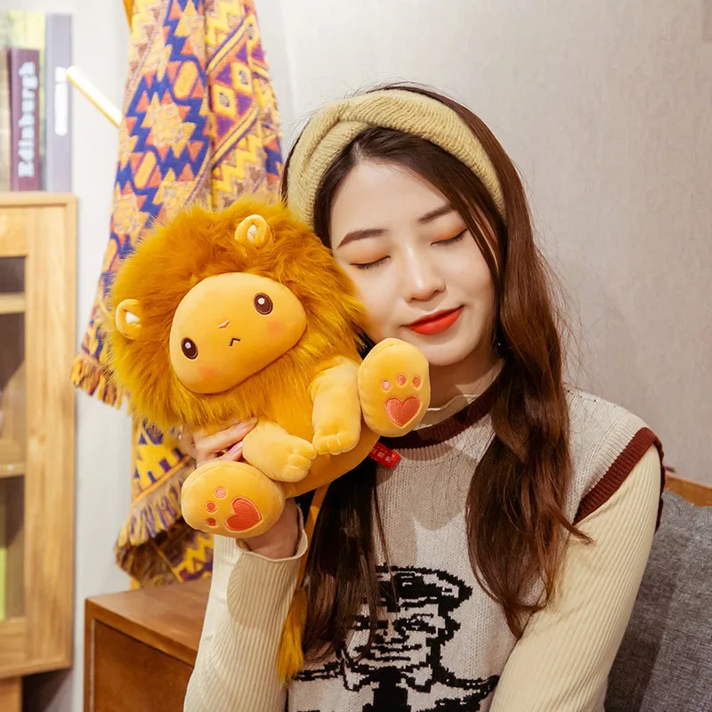 Stuffed Plush Toy Cute  Carton Lion Soft Doll Squatting Lion Kids Toy Throw Pillow Birthday Gift w1679