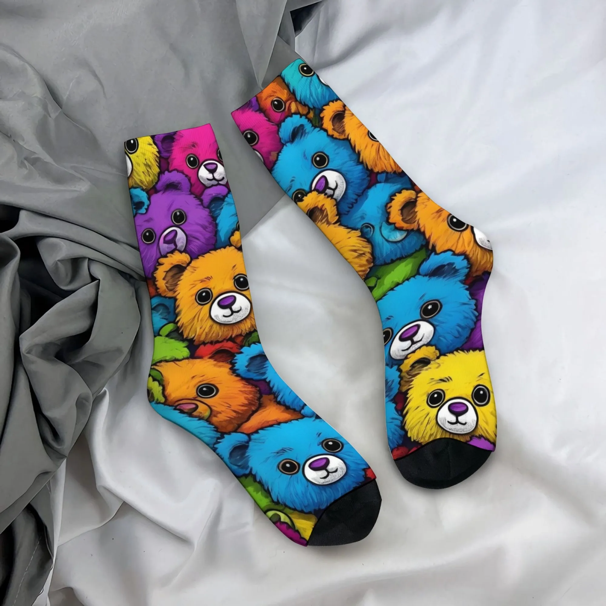 

Забавные носки с мультяшным медведем Happy Socks, стиль Harajuku, повседневные, спортивные, модные, в стиле хип-хоп, подарок для вечеринки