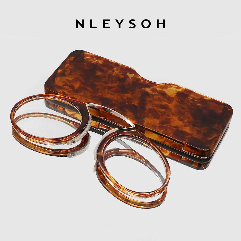 NLEYSOH Reading Glasses Man Woman Mini Armless Nose Clip Thin Compact Readers Portable Case +1.0 to +3.5 Gafas Lentes Oculos