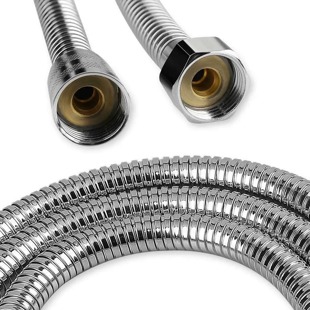 Stainless Steel Chrome Shower Hose Pipe Universal Standard Fitting Leakproof High Pressure Resistance  Plumbing Bathroom