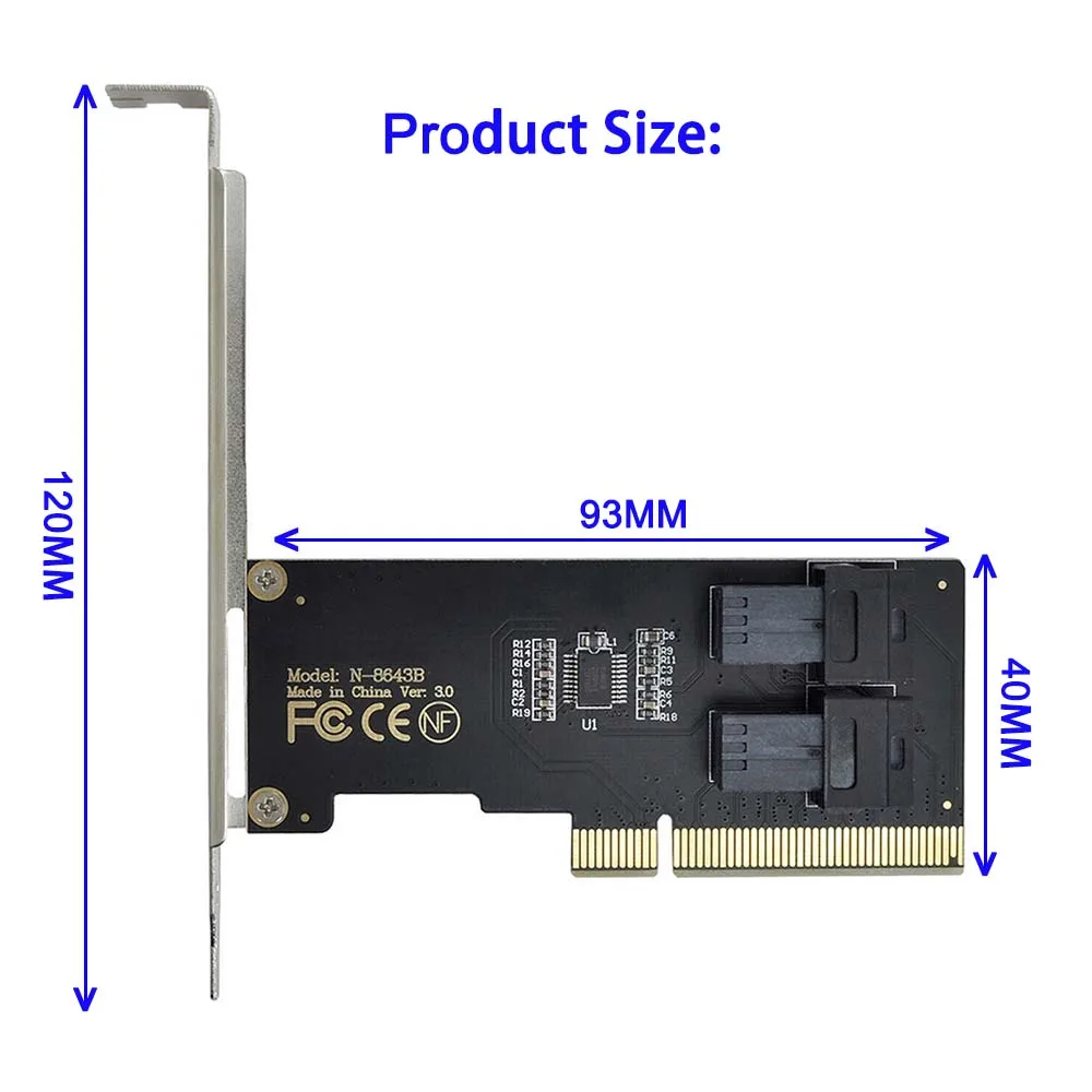 PCIEe 4.0 X8 To 2 Ports, SF-8643 NVME Array Expansion Card, U2 Adapter Card, Motherboard, PCIe 3.0 X8 Split Card 2 x x4