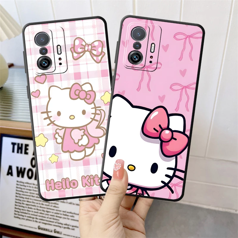 حافظة لهاتف شاومي ريدمي A3X A1 + 10A 10C K40 Pro A5 9 9C A3 12C A2 + 14C 9A 13C 9T K80 A4 غلاف ناعم كارتون ثلاثي هالو كيتي