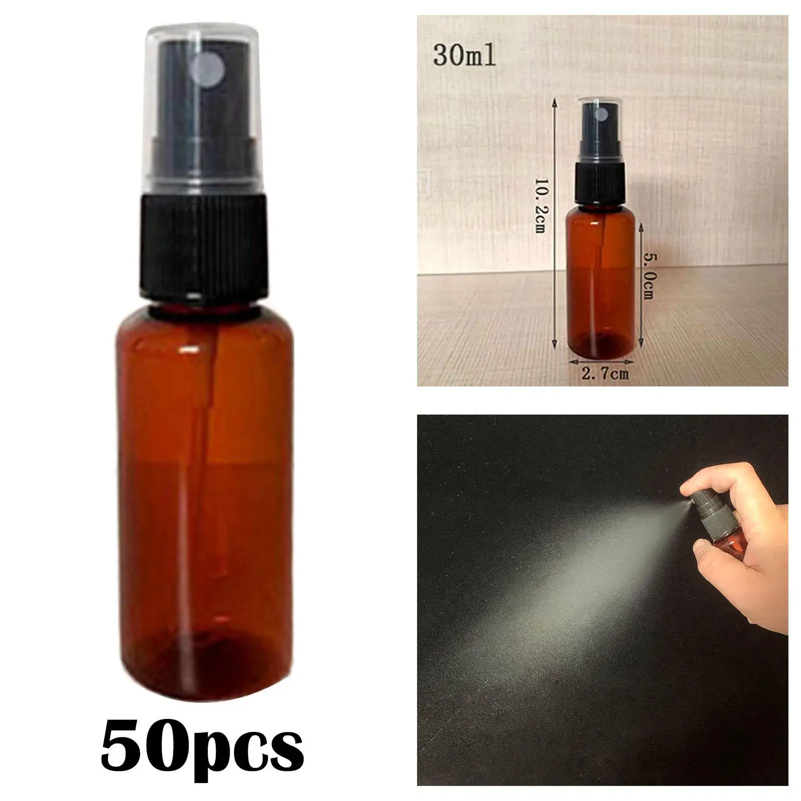 50 Pieces Spray Bottle with Cover Mini Lightweight Empty Plastic 30ml Cosmetic Bottle