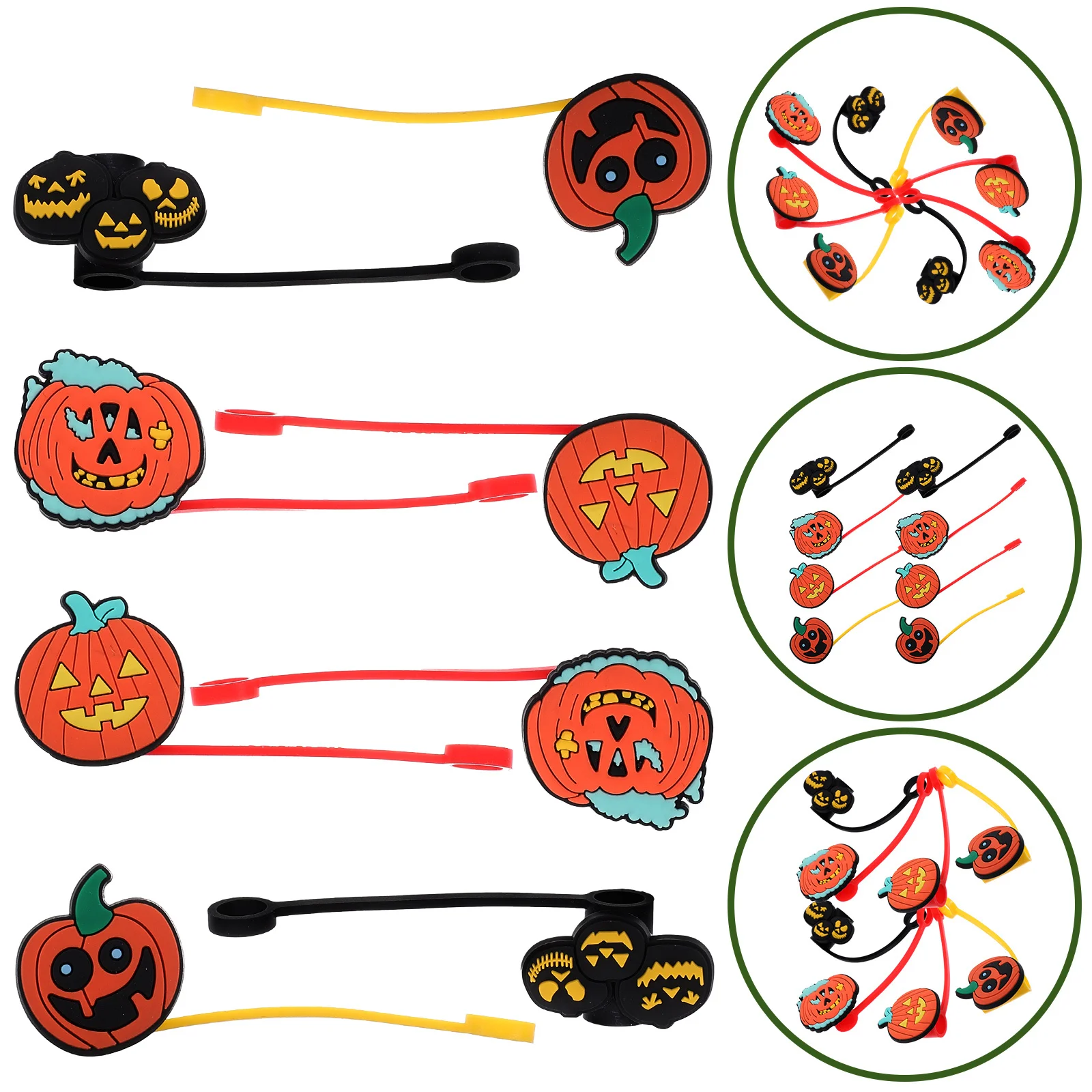 

8Pcs Silicone Straw Toppers Halloween Ornaments Easy Carry Lightweight for Outdoor Activities Straw Cover Halloween Decor