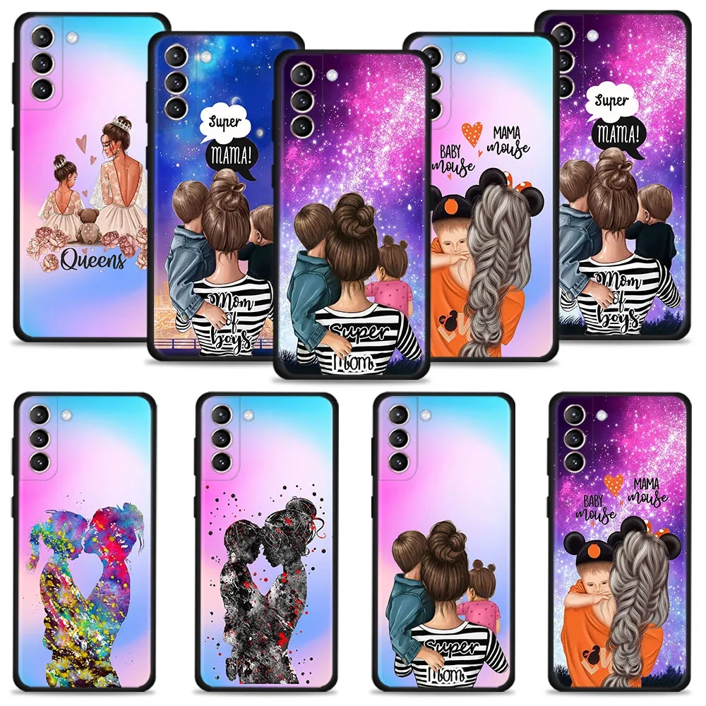 Super Mom Baby Girl Boy Shell For Samsung Galaxy S23 S22 S21 S20 FE Ultra S10 S9 S8 Plus Note 20Ultra 10Plus TPU Coque Case