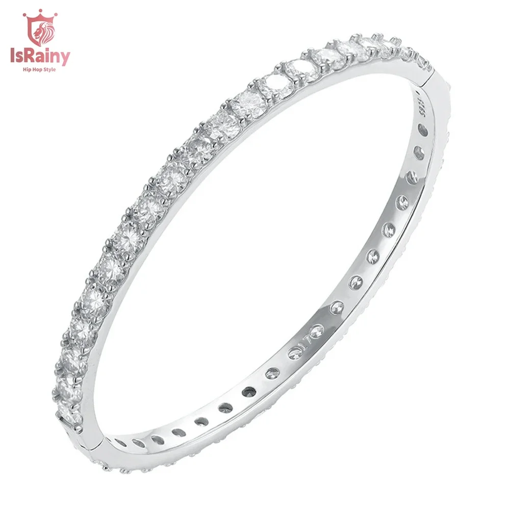 

IsRainy Hip Hop Rock 4 Colors 100% 925 Silver Round Cut VVS1 D GRA Moissanite Diamonds Banglets For Women Men Fine Jewelry Gift