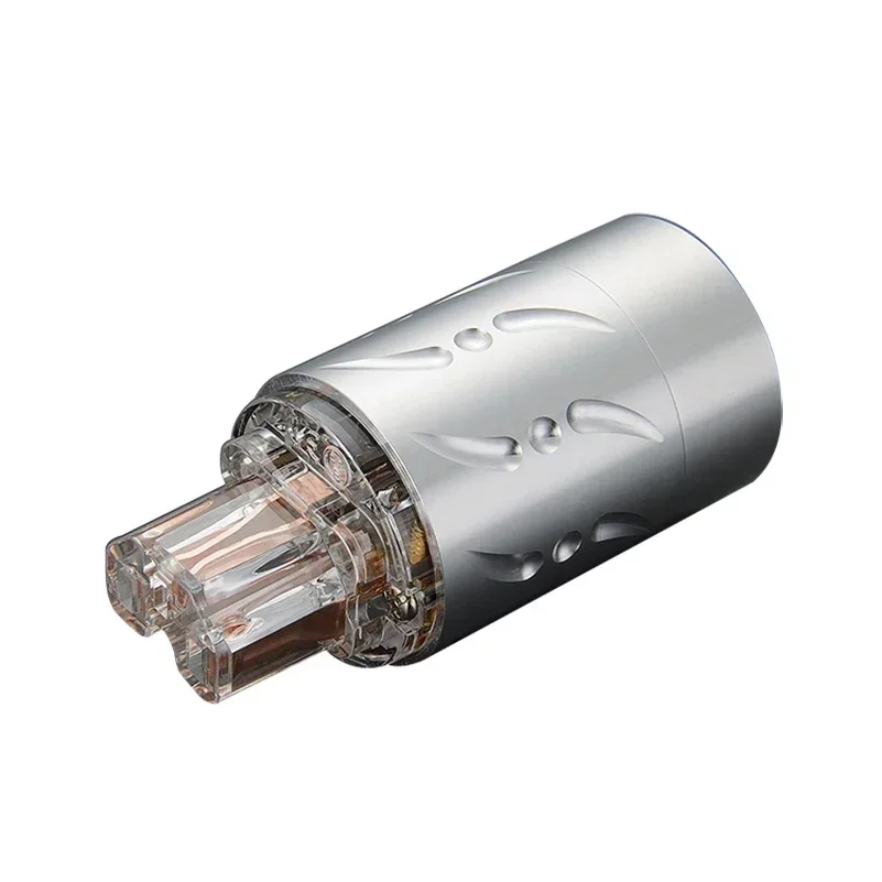 Viborg Transparent Aluminium Alloy VE512+VF512 Pure Copper EU Plug Type Schuko Power Plug with IEC Female Connectors