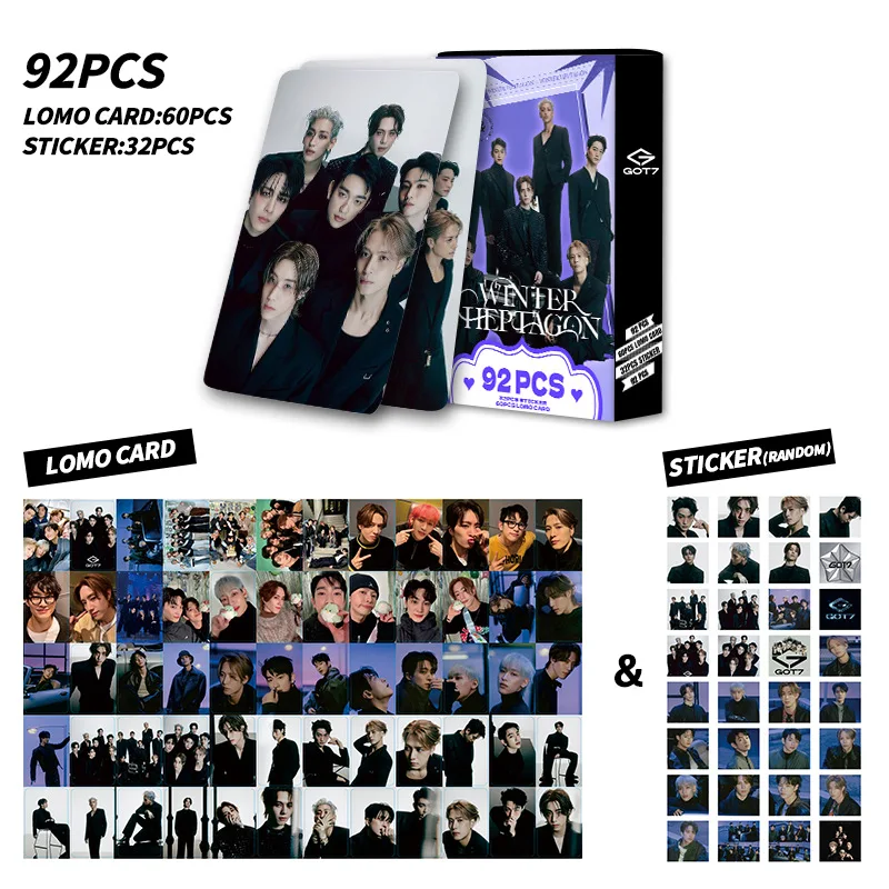 GOT7 IGOT7 92Pcs Double Sided LOMO Cards HD Photocards Boxed Collectible Ins Style WINTER HEPTAGON Kpop Fan Gift New Album