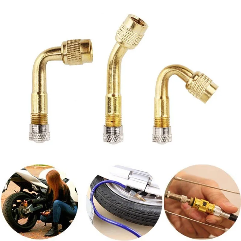 2pcs 45/90/135 Degree Angle Brass Auto Air Tyre Valve Extender Auto Motorcycle Valve Adaptor Tyre Inflatable Tube Extension