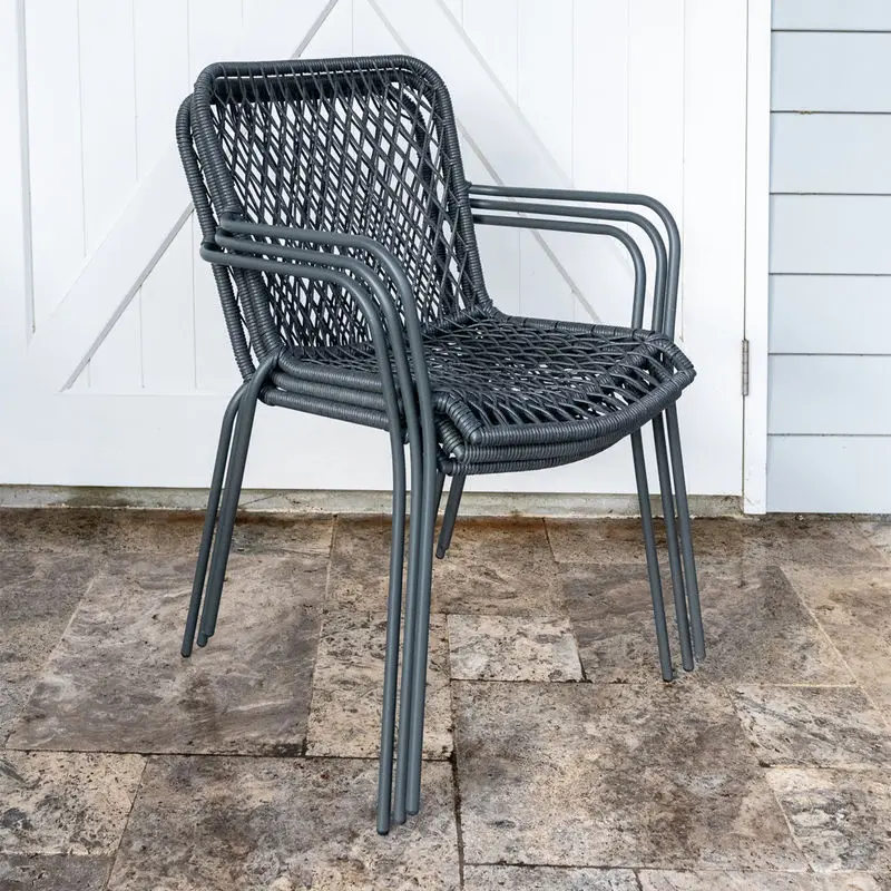 Stackable Plastic Heavy Natural Weave Leisure French Outdoor Rattan Modern Wicker Chairs