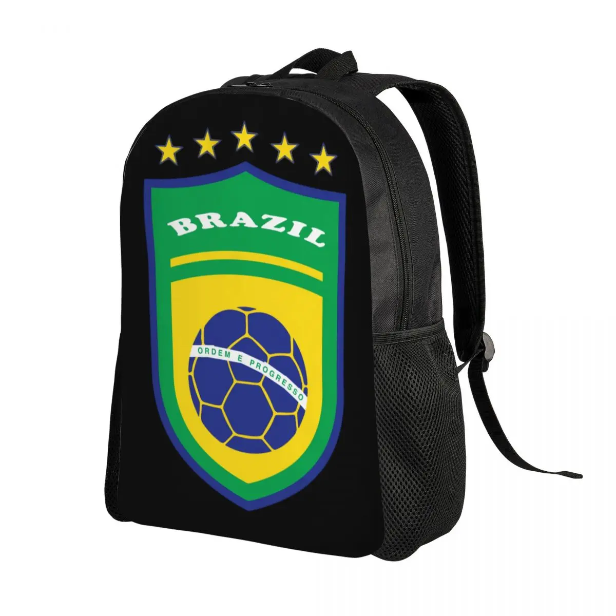 Flag Of Brazil Football Backpack for Men Women College School Students Bookbag Fits 15 Inch Laptop Brazilian Proud Bags