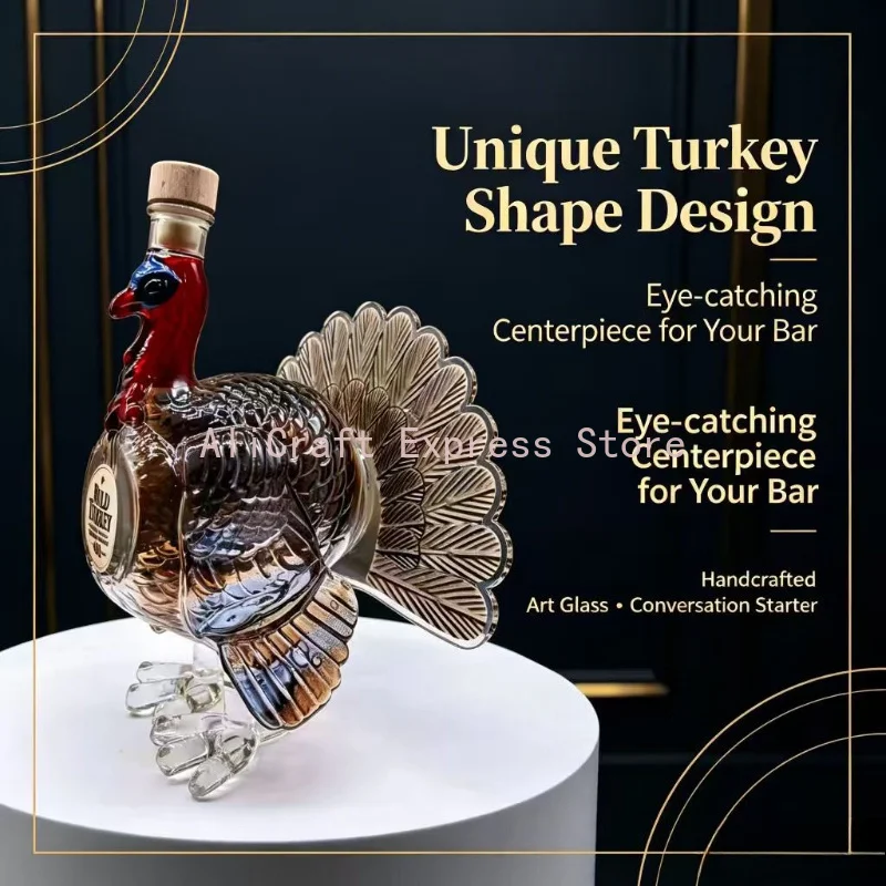 Turkey Shaped Glass Whiskey Decanter With Cork Stopper Novelty Liquor Bottle Home Bar Decor Thanksgiving Gift
