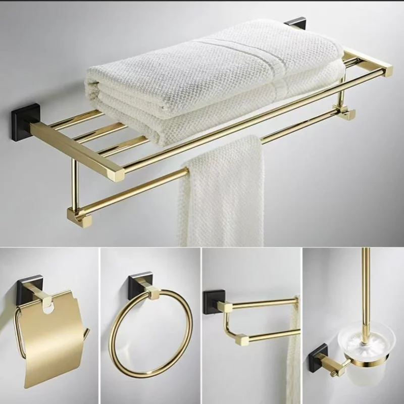 

Brass Bathroom Shelf Black Gold Toilet Brush Holder Paper Holder,Towel Bar,Soap Holder,Towel Rack Towel Hook bathroom Hardware