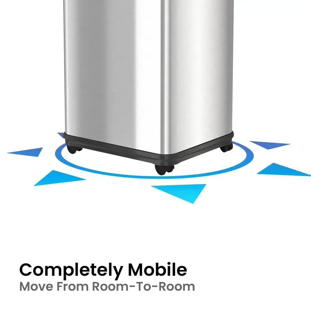 8 Gallon Sensor Trash Can with Wheels, Odor Control, and Stain-Resistant Steel for Kitchen Use, Prevents Pet Access