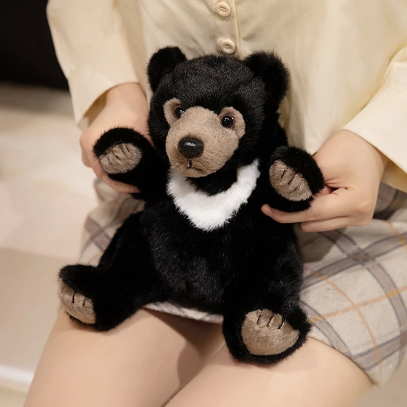Weiches 9-Zoll-Pumanda-/Schwarzbär-Plüschtier, lebensechtes Stofftier, kuschelige Heimdekoration, perfektes Geburtstags- oder Weihnachtsgeschenk für Kinder