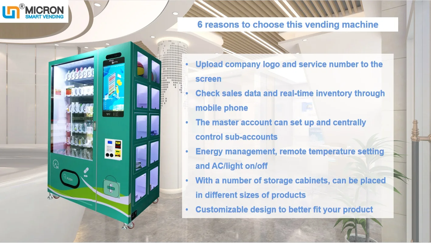 Distributore automatico combinato di medicinali con sistema intelligente, può essere controllato da remoto tramite telefono cellulare, farmacia 24 ore su 24