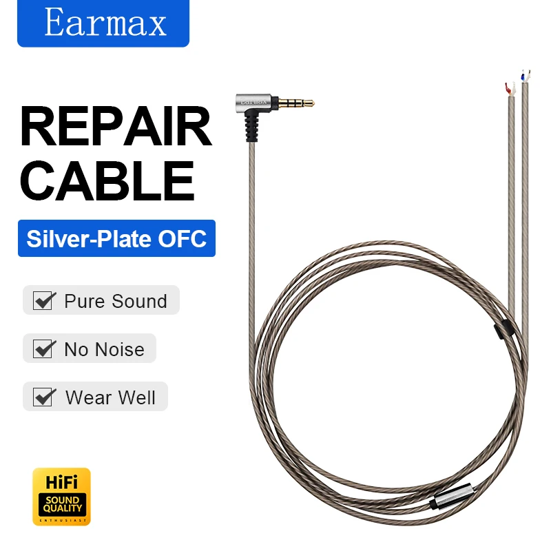 For  Audio Technica Sennheiser SONY Earphone Repair Cable Silver Plated in Ear Earplugs DIY Replacement Cable