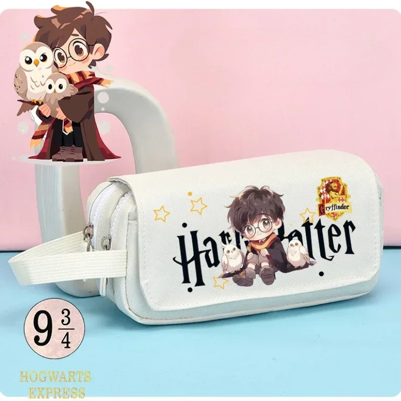 Sac de rangement portable Harry Potter, trousse à crayons, Kawaii, dessin animé Rick, étudiant, jouets pour enfants, cadeaux de vacances