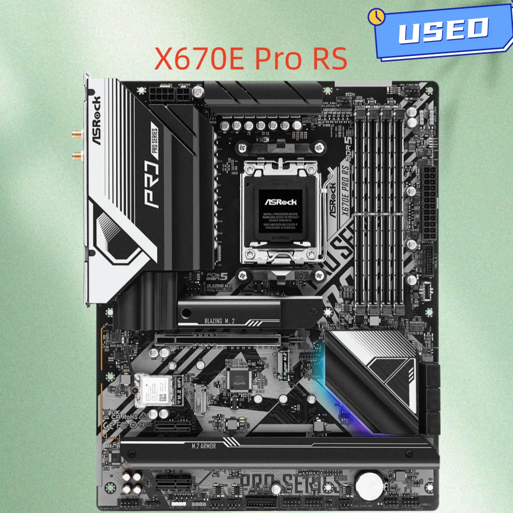 ASRock AMD X670 Motherboard X670E Pro RS Socket AM5 DDR5 256GB support 7900X 7600 8300GE 9950 8700F 7700 cpu NVMe SSD