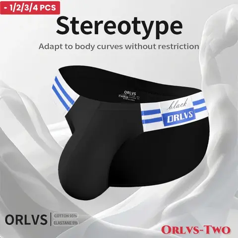 1/2/3/4 Uds. Artículo novedoso de verano, calzoncillos para hombre, pantalones triangulares de horquilla alta, Bikini de tela de algodón, ropa interior con banda elástica a rayas azul marino