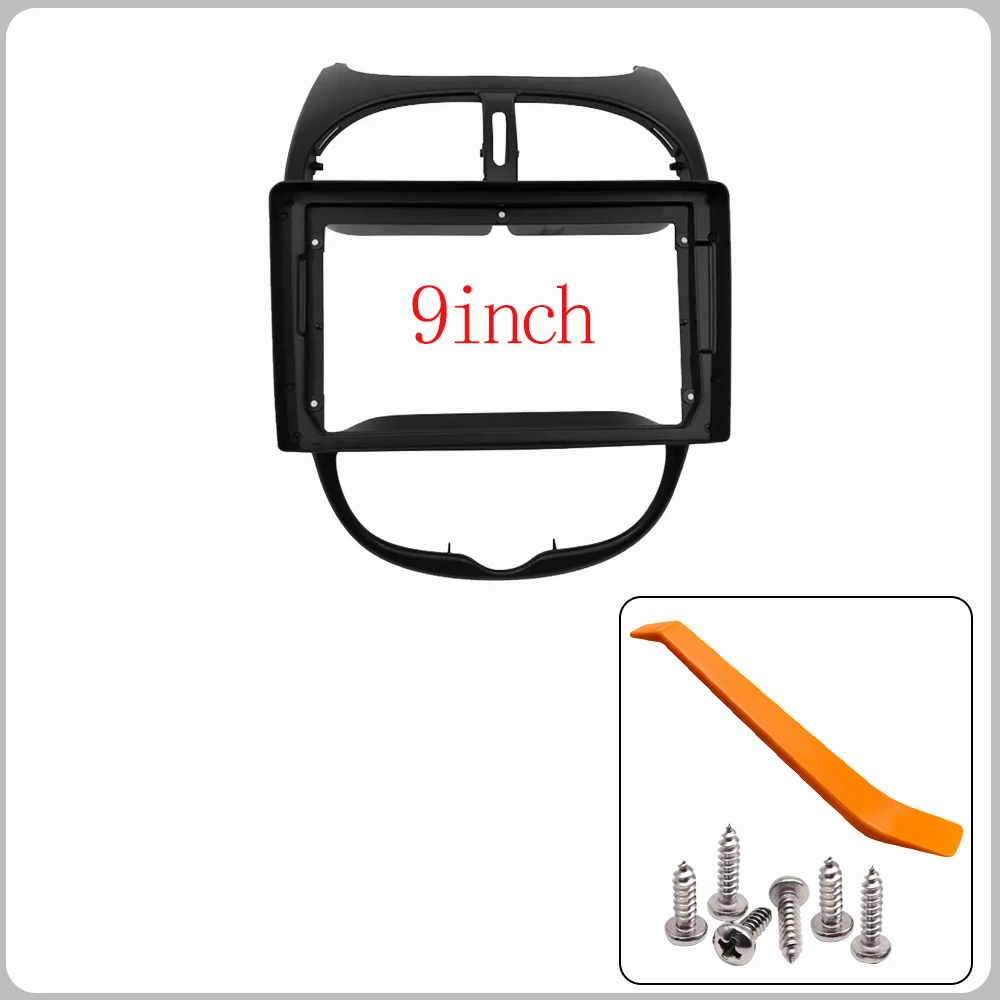 2Din Car Dashboard Frame Car DVD Frame Radio Panel Frame Navigation Panel for Peugeot 206 2000-2010 9Inch Android Canbus Decoder