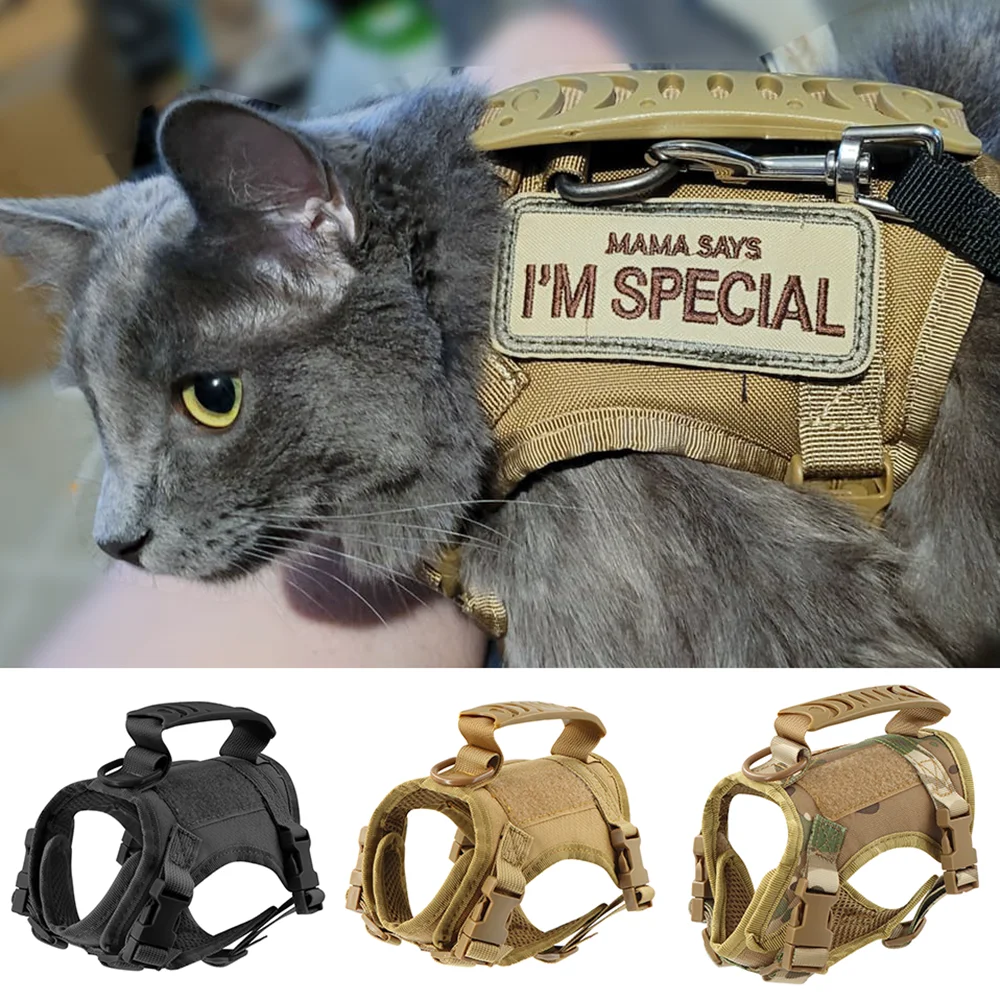 

Kitten Cat Harness Small Dog Harness For Cats Large Cat Chest Tactics Puppy Soft Breathable Walking Training Accessories