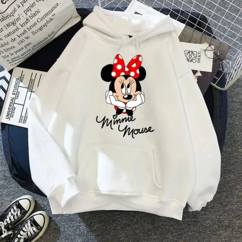 Cartoon Minnie Mouse Hoodies Sweatshirt Vintage 90s Women\'s Hoodie Print Cute Hoodie Autumn Oversize Pullover For Women