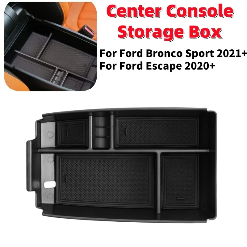 

Car Center Console Storage Box Auto Interior Black Organizer Storage Box For Ford Bronco Sport/ Ford Escape 2021+