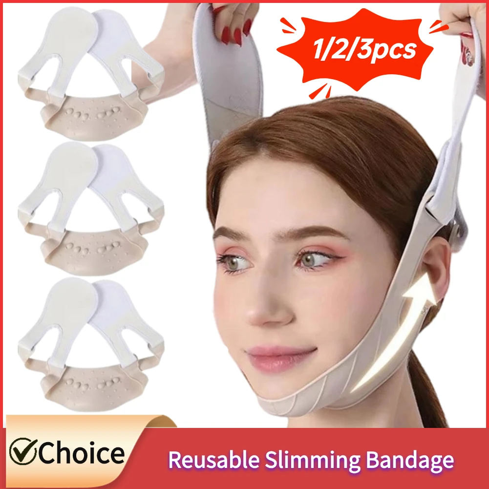 1/2/3 قطعة قناع الوجه سيليكون الخامس رفع الخامس شكل خط الوجه رفع الوجه التخسيس ضمادة قناع الخد الذقن الرقبة التخسيس رقيقة حزام #1
