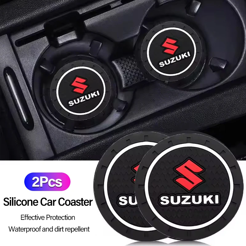 

2 шт. силиконовая автомобильная подставка, нескользящий коврик для чашки для Suzuki Swift SX4 Jimny Ignis Alto Scross Vitara Celerio Baleno Kaiser DZire Swace