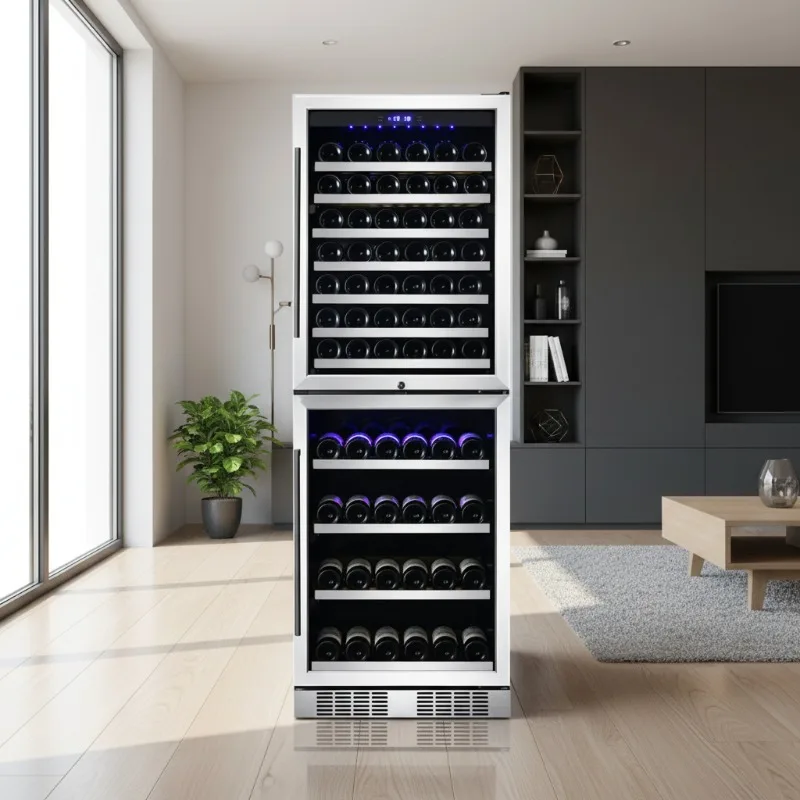 Airo ODM JG165B Dual-Door Dual Zone Wine Fridge Built-In Freestanding Constant-Temperature Display