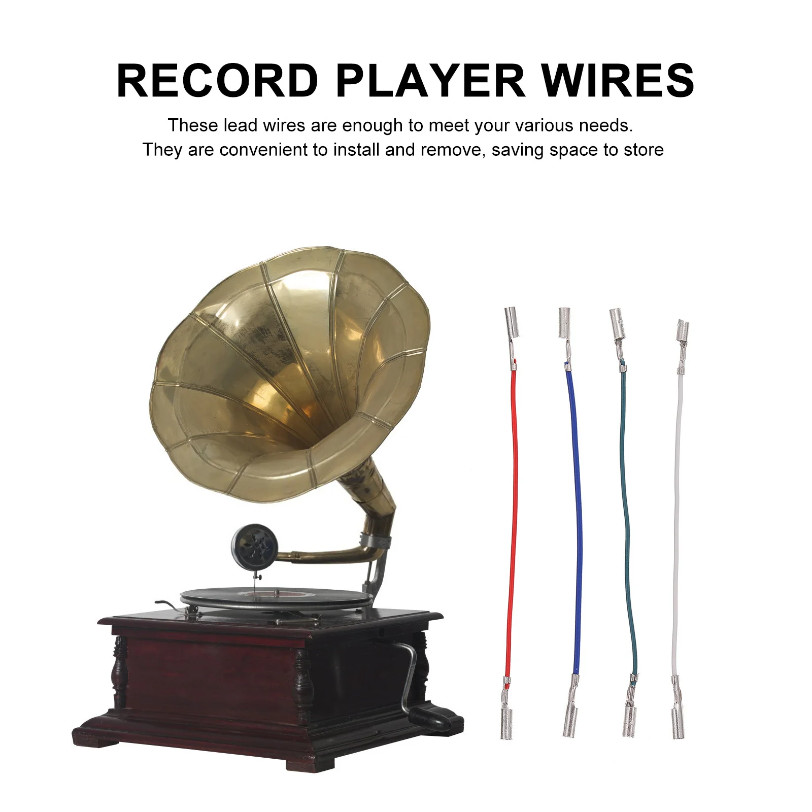 

4pcs Phono Lead Wires Record Player Accessories Durable Plastic Data Lines For Phonograph Practical Wires Assorted Colors