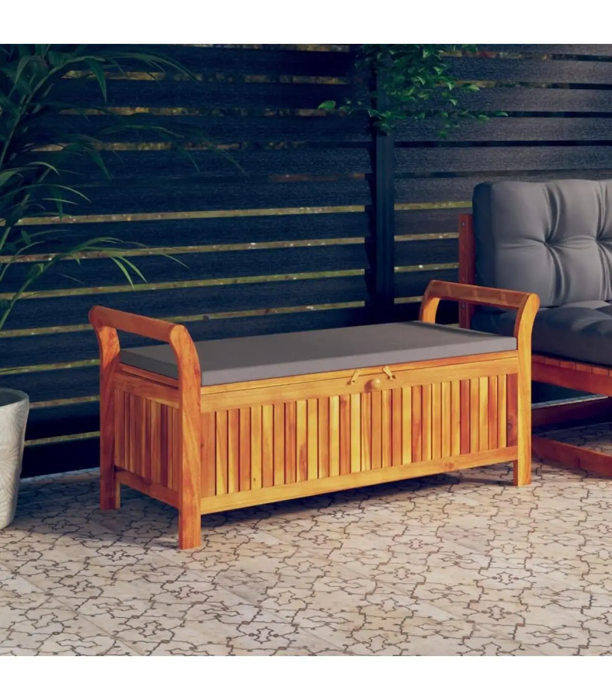 Garden benches garden storage bench with cushion solid acacia wood 126cm