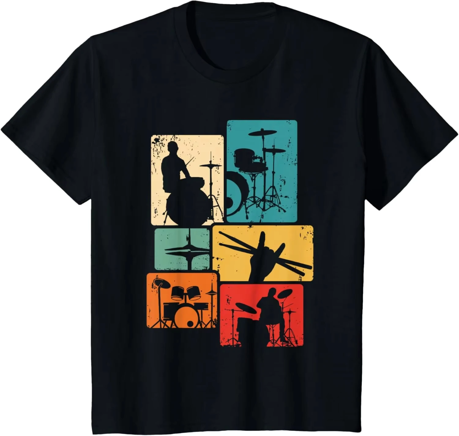 Drum Player Rock Music Drumsticks Drumming Vintage Drummer T-Shirt Kid Boy Girl Printed T-shirt Cott