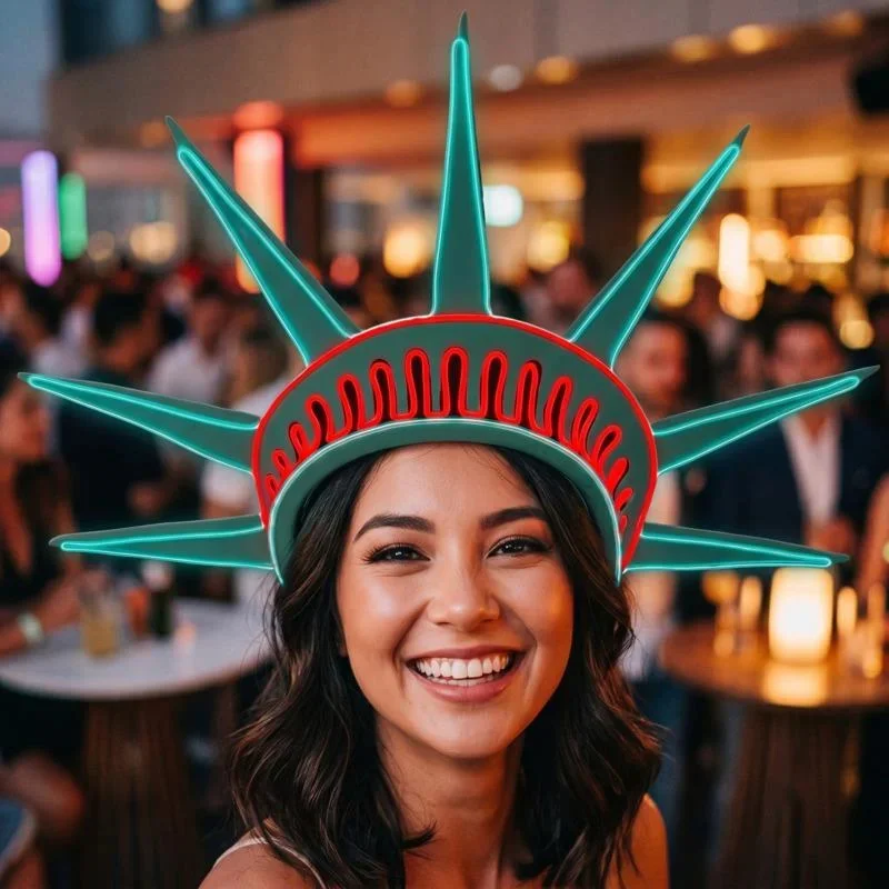 

Glowing Freedom Crown Headband LED Torch Party Costume Photo Prop For Women Teens Kids Halloween July Fourth Parade Festival