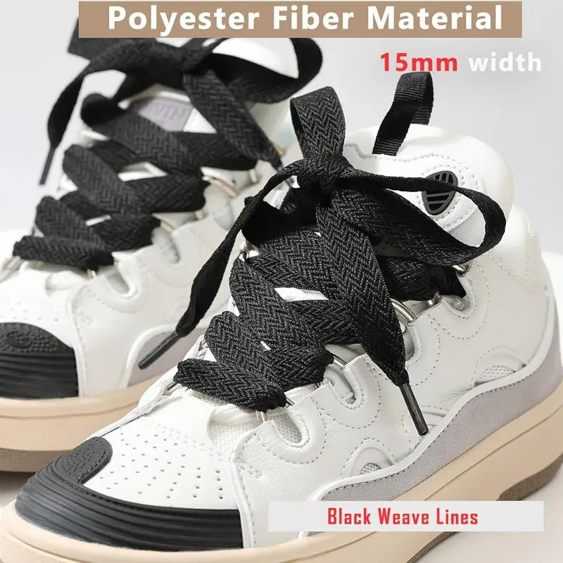 1,5 cm breite, dicke Schnürsenkel für Sneaker – Fette Schnürsenkel zum Austausch, zweifarbiges Muster, Unisex-Schuhzubehör – Detail 22