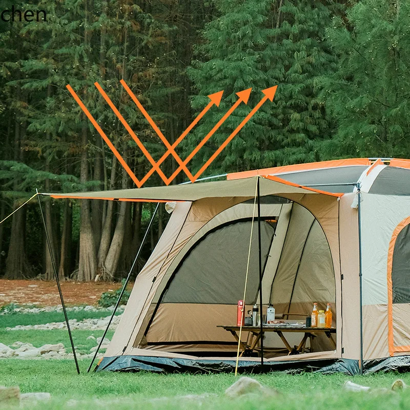 outdoor multi-person thickened tent - camping, rainproof, sun protection, ventilated, all-season tent