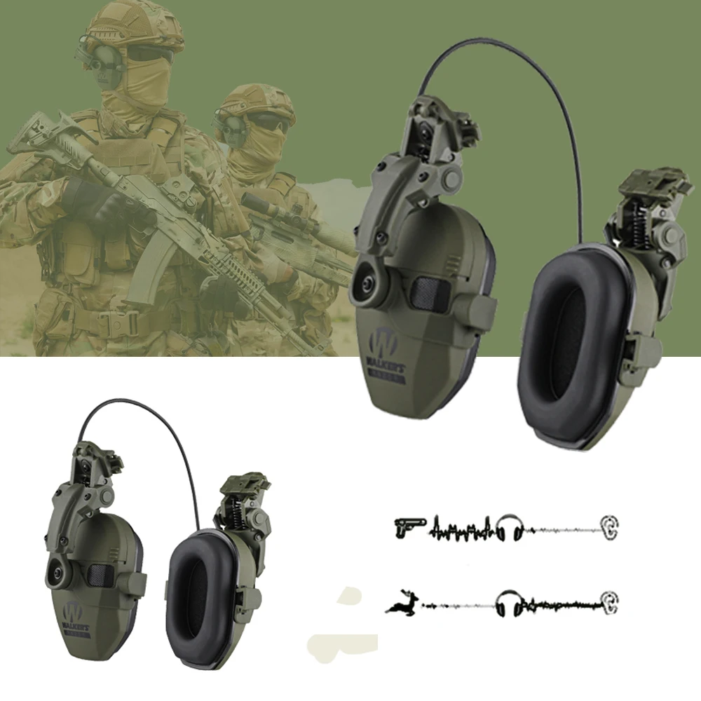 

2024 Hunting and Shooting Helmet Electronic Earmuff Adaptor Earphone Stand Noise Reduction Earmuffs+Dedicated WK Earphone Stand