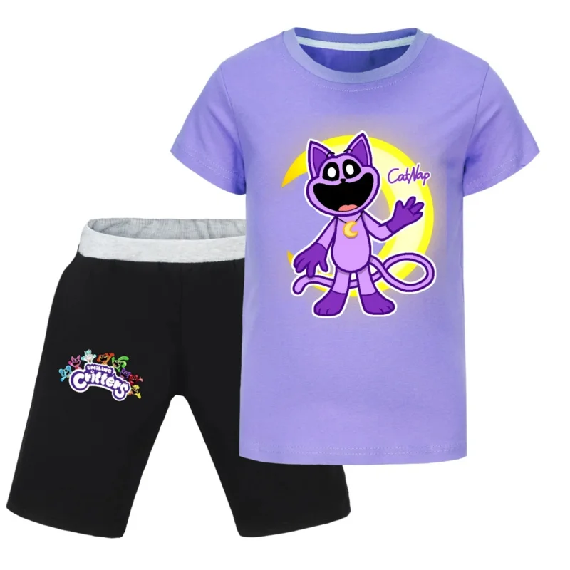 Smiling Critters Catnap Girls Boys Clothes Set Summer Kids Tshirt Pants Casual Suits 2pcs Tracksuit Outfits Children's Clothes